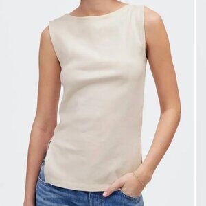 NWT Madewell Sleeveless Boatneck Side Slit Tank in Ivory - Size: Small